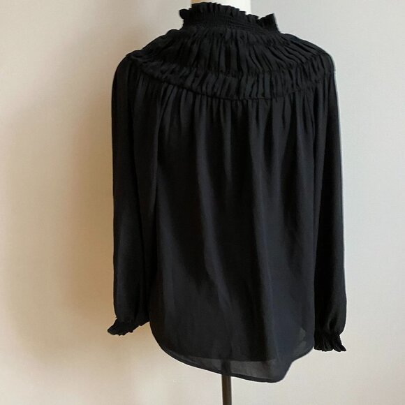 CHELSEA28 BNWT Black Sz XSmall Blouse Mock Neck Ruffles Long Sleeve - Picture 3 of 5